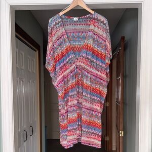 Profile by Gottex Very Lightweight Sheer Swim Coverup Colorful Print Size M